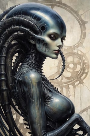  an x ray,  art by gerald brom, x ray art by HR Giger, a masterpiece, stunning beauty, hyper-realistic ultra high resolution, movie poster, 8k, HR Giger alien creatures,dark gloomy x-ray style backgrounds,  incredible detail, fantasy portrait, kaleidoscope graffiti background, artint, frutigier