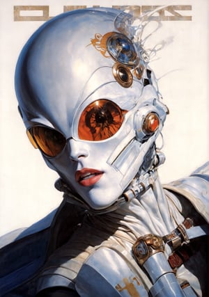 art by Masamune Shirow, art by J.C. Leyendecker, art by simon bisley, art by ralph steadman, a masterpiece, stunning beauty, hyper-realistic oil painting, star wars alien creatures, a portrait picture, incredible detail, fantasy portrait, alien skin, breathing apparatus, scales, gills, , kaleidoscope graffiti background,