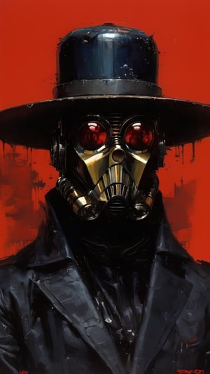 art by simon bisley, art by ralph steadman, art by vallejo, a masterpiece, stunning detail, (((R2D2 the droid))), supreme leader of the empire,  a proud figure, superior in power, knowledge and might, wearing a black panama hat and a black leather jacket, 