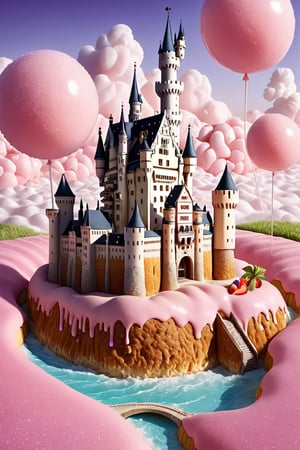 (Masterpiece,  best quality:1.3),  the Neuschwanstein Castle, completely mad from sweets, lollies, marshmallow, frosting, icing, pastilles, hundreds and thousands, licorice, marzipan, high up on a hill, flags, turrets, looking splendid, highly detailed,  fantasy,  ,  8k,  tilt shift,  sweetscape,  dynamic,  cinematic,  ultra-detailed,  stunning portrait candy village,  sweets,  fantasy,  gorgeous,  digital illustration,  beautiful composition,  intricate details,  highly detailed,  volumetric,  tropical beach,  seaside,  fruit,  cotton candy,  sky,  grass,  cloud,  cookie,  sugar,  dramatic lighting,  beautiful,  drip,  sparkle,  rounded corners,  food,  cute,  glitter,  bubble,  see-through,  transparent,  scenery,  (no humans),  shimmer,  drizzle,  beautiful,  (shiny:1.2),  various colors,  bloom:0.4,  extremely detailed,  gradients), more detail XL,,