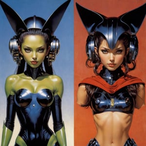art by Masamune Shirow, art by J.C. Leyendecker, art by simon bisley, a masterpiece, stunning beauty, hyper-realistic oil painting, 2 star wars female alien creatures, a portrait picture, incredible detail, 