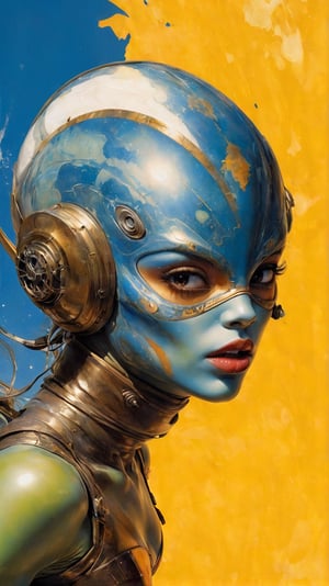 art by Masamune Shirow, art by J.C. Leyendecker, art by simon bisley, art by ralph steadman, a masterpiece, stunning beauty, hyper-realistic oil painting, star wars alien creatures, a portrait picture, incredible detail, fantasy portrait, alien skin, breathing apparatus, fish like skin, eel like noses, lime graffiti background, 