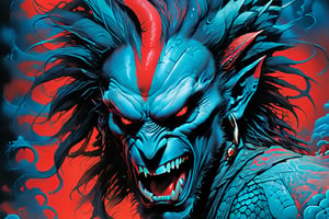 close up of the mans face, a sexy black african mans arm and shoulder, man is staring screaming at the viewer, raging, long hair, the arm and shoulder are covered in a very detailed intricate red and blue dragon tattoo that is protruding outfrom the skin, coming alive, its screaming, scratching, similar to dragon tattoo by Boris Vallejo, slowly you see the small dragon tattoo in parts is coming out of the skin and becoming a real version of the tattoo, sticking out, scales, extended claws, spit, spittle, blood drops, 16K, movie still, cinematic, ,omatsuri,DonMn1ghtm4reXL,DonMWr41thXL ,potma style,monster,retropunk style,Starship,zj,oni style,DonM5yn1hXL,close up,more detail XL,winterhanfu