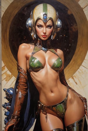 art by Masamune Shirow, art by J.C. Leyendecker, art by simon bisley, art by ralph steadman, a masterpiece, stunning beauty, hyper-realistic oil painting, star wars alien creatures, a portrait picture, incredible detail, fantasy portrait, smooth skin,  kaleidoscope graffiti background,