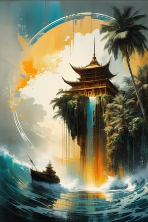  ((a tropical island, seen from the sea)),black ink flow, 64k resolution photorealistic masterpiece by aaron horkey and jeremy mann, intricately detailed by jean baptiste mongue, acrylic: watercolor art, professional photography, dynamic lighting, volumetric lighting maximalist photoillustration:by marton bobzert,8k resolution concept art intricately detailed, complex, elegant, majestic, ecstacy, fantastical, aspect ratio:16:9, ,xyzsanart01,portrait_futurism,dripping paint,abstact,(Circle:1.4)