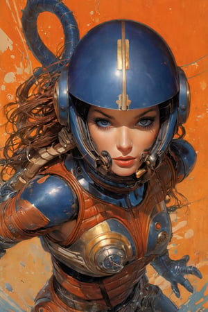 art by Masamune Shirow, art by J.C. Leyendecker, art by simon bisley, art by ralph steadman, a masterpiece, stunning beauty, hyper-realistic oil painting, star wars alien creatures, a portrait picture, incredible detail, fantasy portrait, alien skin, breathing apparatus, fish like skin, eel like noses, blue graffiti background,