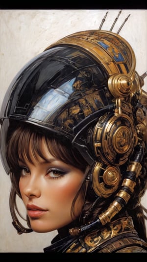 art by Masamune Shirow, art by J.C. Leyendecker, art by simon bisley, art by ralph steadman, a masterpiece, stunning beauty, hyper-realistic oil painting, star wars alien creatures, a portrait picture, incredible detail, fantasy portrait, smooth skin,  kaleidoscope graffiti background, Vogue, artint, frutiger, 