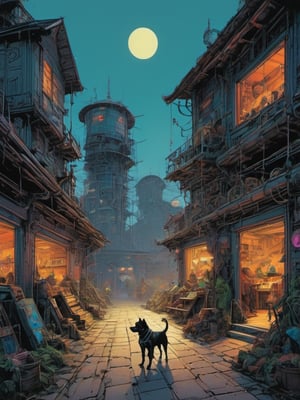 dogs on the farm, Cyberpunk Fantasy