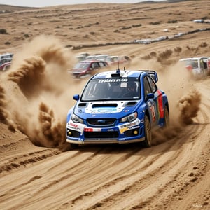 ((masterpiece, best quality, hyper detailed, insanely detailed, beautiful, ultra realistic photo, photorealistic, raw photo, realism)),
BREAK
A Subaru blue Impreza WRX-STI "WRC2008 MODEL" drifting on a sand course and turning a corner during a WRC car race.
The main sponsor logo is in yellow and says "Rasman045".
There are other sponsor logos but they are smaller than the main one,