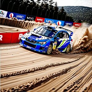 ((masterpiece, best quality, hyper detailed, insanely detailed, beautiful, ultra realistic photo, photorealistic, raw photo, realism)),
BREAK
A Subaru blue Impreza WRX-STI "WRC2008 MODEL" drifting on a sand course and turning a corner during a WRC car race.
The main sponsor logo is in yellow and says "Rasman045".
There are other sponsor logos but they are smaller than the main one,