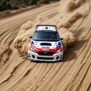 ((masterpiece, best quality, hyper detailed, insanely detailed, beautiful, ultra realistic photo, photorealistic, raw photo, realism)),
BREAK
A Subaru blue Impreza WRX-STI "WRC2008 MODEL" drifting on a sand course and turning a corner during a WRC car race.
The main sponsor logo is in yellow and says "Rasman045".
There are other sponsor logos but they are smaller than the main one,