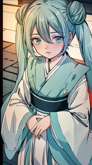 (masterpiece, best quality), ray tracing, absurdres,hatsune miku, aino,, 1girl, hanfu, solo, twintails, aqua eyes,aqua hair, hair bun, red ribbon,hair between eyes,long hair, double bun, shawl, looking at viewer,, sash, dress, hagoromo,outdoors,,blush,, ,
