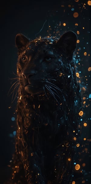 A photo of a black leopard,  visual  masterpiece,  black background, wallpaper,futurediff,Midjourneyart,lyraecho,LyraEcho