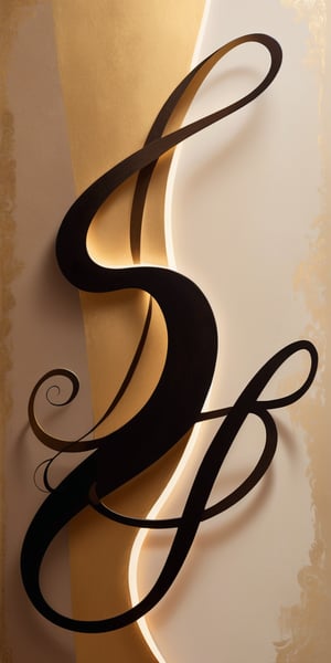 A delicate, cursive calligraphy of an opening parenthesis dominates a warm, golden-hued background, softly illuminated from above. The parentheses' curves and flourishes are meticulously rendered in varying shades of brown and beige, with subtle texture adding depth to the artwork. The composition is centered, with negative space surrounding the elegant script.