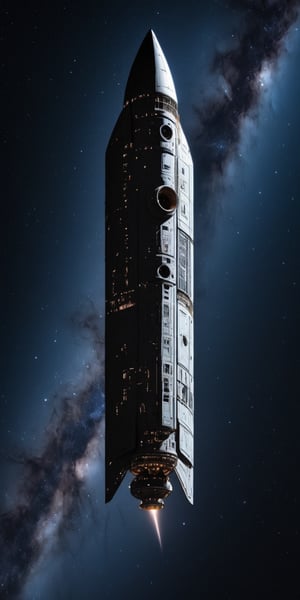 A majestic, gargantuan spacecraft, reminiscent of the Star Wars saga, majestically traverses the vast expanse of space, its intricately textured surface glistening under the soft glow of distant stars. The spaceship's hull bears a bold, metallic inscription: "8000 LIKES", standing out against the inky blackness like a beacon of intergalactic fame.