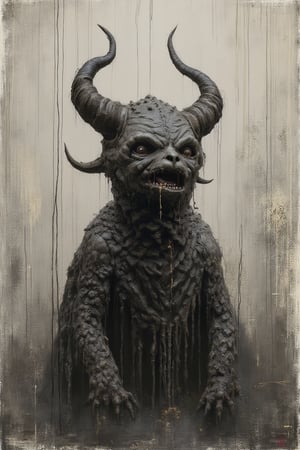 This is Andrew Wyeth - The Art of Andrew Wyeth - with the disturbing and grotesque world of Stephen Gummel, a muted dry brush technique creating a sense of calm. (animation Winnie the Pooh demonic creature from hell, dark monochrome background, masterpiece, fairy-tale background) (minimalism: 1). perfect body anatomy.