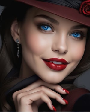 beauty face, bleu eyes, lovely smile.full red lips.