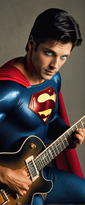 Superman Playing Guitar ,chayanne ,singer ,composer.well defined face