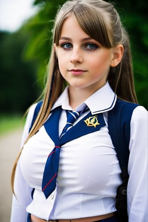20 years old girl with huge breast, cosplaying tight school uniforms
