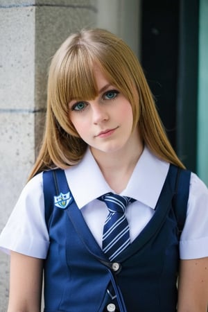 20 years old girl with huge breast, cosplaying tight school uniforms