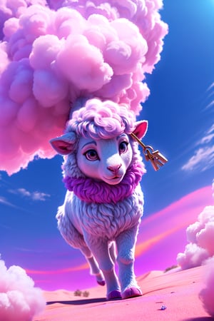 candy floss lamb, pokemon, full-body_portrait, dramatic angle, extreme angle shot, cinematic shot, dynamic lighting, 75mm, Technicolor, Panavision, cinemascope, sharp focus, fine details, 8k, HDR, realism, realistic, key visual, film still, cinematic color grading, depth of field, (anthro:0.1), (anthro:0.1)