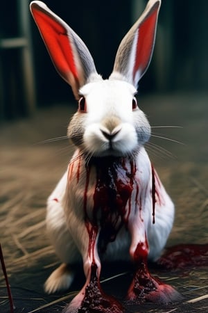 rabbit,covered in blood,violent,wild 