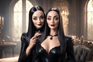 Carolyn Jones, (Morticia Adams,), masquerade, realistic 8k,PIXAR