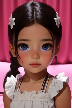 PRECIOSA MUÑEQUITA ORIENTAL EN BABY DOLL MOSTRANDO UNA DULCE MIRADA Y UNOS OJOS AZULES IMPRESIONANTES