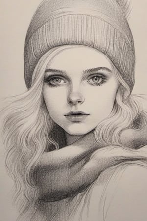 winter girl, pencil draw