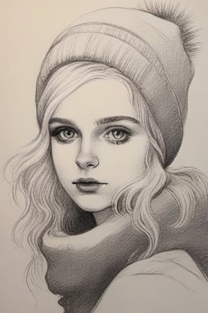 winter girl, pencil draw