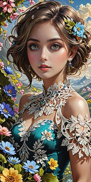 (Masterpiece, Top Quality, Top Quality, Official Art, Beautiful and Aesthetic: 1.2), (One Girl), Big Eyes, Very Detailed, (Fractal Art: 1.3), Colorful, Best Details, Refreshing Sexiness, Neatness, Cute and lively paintings of spring images,