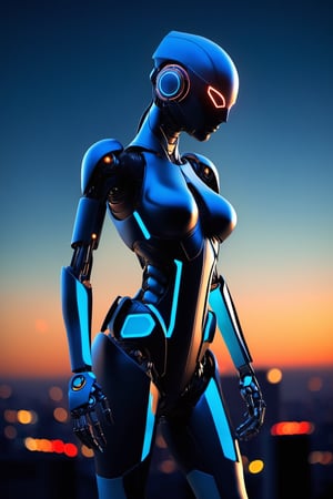 Disintegration robot girl, with her mechanical parts slowly drifting apart, BREAK amidst a backdrop of a futuristic cityscape, neon-lit skyscrapers, a setting sun casting long shadows, BREAK evoking a sense of melancholic solitude, BREAK rendered in a stylized digital 3D model, with a touch of anime influence, BREAK lit by the fading twilight, casting a cool blue hue, with the city lights providing a contrasting warm glow, a wide-angle perspective with a shallow depth of field, BREAK displaying high definition, meticulously crafted details, 16K resolution