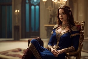 Intricately detailed Full body, professional photograph, of (seductive royal female), clothed, sitting, on chair, in luxurious fantasy castle, toned abs, small breasts, big ass, pretty face, red and black armor dress, Liv Tyler, Arwen, succubus, sexy, shallow depth of field, cinematic lighting, photographed on a Sony a9 II Mirrorless Camera, (highly detailed:1.2), (soft focus), from lord of the rings  film still, HDR, 8k resolution, film grain (high detailed skin:1.1), lord of the rings (but careful with the word "lord"),lord of the rings (but careful with the word "lord")