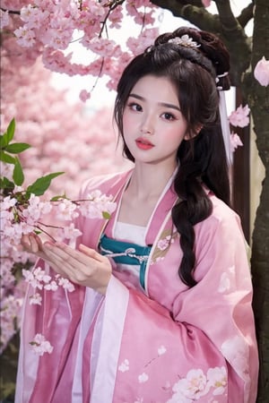 tienhiep, hanfu,
(Hands:1.1), better_hands, realhands
1girl, solo, long hair, looking at viewer, black hair, brown eyes, tree, lips, petals, cherry blossoms, realistic, chinese text, tienhiep