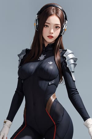 (hip up body, looking at viewer, center opening,) 1girl, sagging breasts, long hair, brown hair, headphones, whisker markings, shoulder pads, blue bodysuit, ribbed bodysuit, animal print, clothes writing, long sleeves, white gloves, 
detailed clothing, 
digital painting, official art, unity 8k wallpaper, ultra detailed, masterpiece, best quality, hyperrealistic,  (fractal art:1.3), 
ancient background, zentangle, mandala, tangle, entangle,aahana,chimai,htt,jisoo