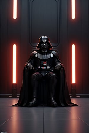 Darth Vader sitting on throne Room in Mustafar