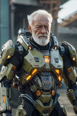 an futuristic android old man with mech suit swampmonst, (masterpiece:1.2), cinematic lighting, realism, realistic, RAW photo, 4k, highres, photorealistic, best quality, photo, real, extremely detailed, amazing, fine detail, rich colors, dramatic