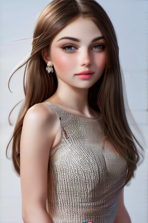 beautiful girl 
 brown hair, hazel_eyes,dress, photorealistic,M3,Maddie 