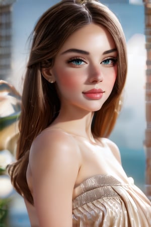 beautiful girl 
 brown hair, hazel_eyes,dress, photorealistic,M3,Maddie 