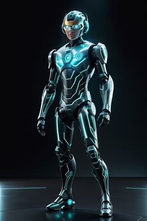  core_9_up, score_8_up, score_7, 1boy, solo, detailed full body shot of a robot, honeycomb textured, tron legacy, Robin as a android,arm0rpunkv4, {hyperreal XL}, robin costume,