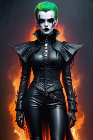 Ultra realistic, colourful, extreme, fearsome, haunting, exciting,  unique, evil,goth person,style,full body