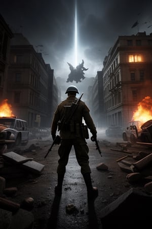 Battlefield where humans fight against demons,photorealistic,seek