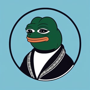 logo(smug pepe wearing Arabian suit) with circle, blank background