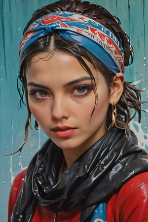 a painting of a wet woman with a wet bandana on her wet head, a fine art painting by Tim Okamura, behance, figurative art, detailed painting, hyper realism, androgynous


,Futa,xlgirls,Detailedface,more detail XL,soakingwetclothes, wet clothes, wet hair, wet clothes, 