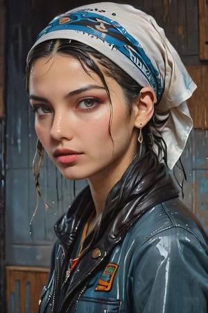 a painting of a wet woman with a wet bandana on her wet head, a fine art painting by Tim Okamura, behance, figurative art, detailed painting, hyper realism, androgynous


,Futa,xlgirls,Detailedface,more detail XL,soakingwetclothes, wet clothes, wet hair, wet clothes, 