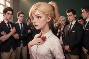 masterpiece, 1girl, solo focus, gyaru,blonde hair, side ponytail, petite, small breasts, school uniform, (6+boys), holding, grabbing, , (masterpiece:1.2), best quality, high resolution, unity 8k wallpaper, (illustration:0.8), extremely detailed face, perfect lighting, extremely detailed CG, (perfect hands, perfect anatomy), (masterpiece, best_quality, ultra-detailed, immaculate:1.3), epic, illustration, render, 