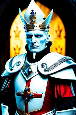 photorealistic, analog, skin texture,perfecteyes eyes

Break

Generate a photorealistic image of the White King in chess, depicted as a regal figure wearing a majestic robe and sn imposing crown, made of the finest silver and jewels, and a modern suit of armor crafted from fine white materials. He should be portrayed with a fighting stance,(((with a sword over his head and screaming))) , wearing a silver crown atop his head, symbolizing his royal status. The background should be a battlefield between white clad and black clad soldiers
, in the style of esao andrews,more detail XL