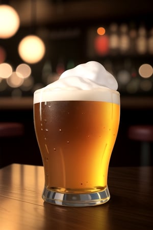 centered, masterpiece, award winning photography, 3d, 3d model, | table full of multiple beers pint, symetrical, realistic, | bokeh, depth of field, | bar, drinking bar, tavern, cozy lights, 