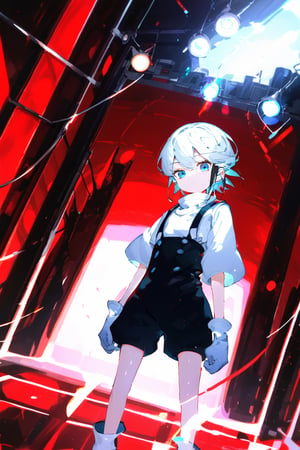 score_9, score_8, score_7, score_6,masterpiece, best quality, amazing quality, very aesthetic, absurdres, depth of field, 1girl, looking at viewer ,short hair ,bangs ,blue eyes ,gloves ,closed mouth,short sleeves ,grey hair,shorts ,white gloves ,turtleneck ,expressionless ,suspenders, dutch_angle, (1other),cowboy_shot,red_theme
 
,Nira-Chan, flat style, Colorful art, Vivid Colors,spot_colors, 