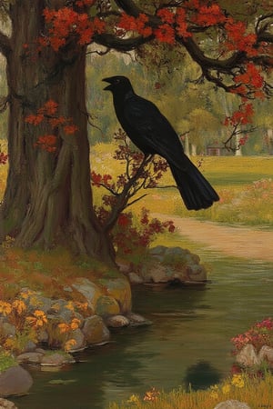 (oil painting), the garnet crow by henri rousseau, edward gorey and claire keane,oilpaint1